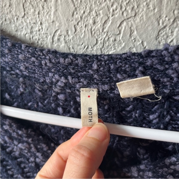 Anthropologie Moth blue cotton wool zip pullover sweater - Picture 5 of 8